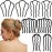 8 Piece Hair Side Combs Metal Hair Fork Clip with Teeth Hair Pin Stick for Updo Bun, U Shape Hair Combs Hair Tool for Vintage Hairstyle Hair Accessories, Black (4 Size)