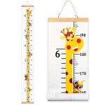Mibote Baby Growth Height Chart Handing Ruler Wall Decor for Kids, Canvas Removable Height Growth Chart 79 x 7.9 (Giraffe)
