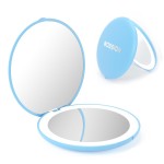 WOBSION Travel Compact Mirror,Portable 1x/10x LED Makeup Mirror with Magnification,Handheld 2-Sided Pocket Mirror, 3.5in Small Mirror for Purse,Handbag,Gifts,Blue