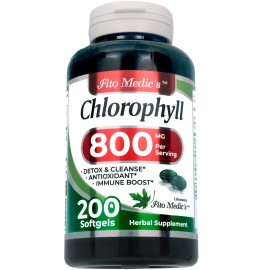 FITO MEDIC\'S Lab - Chlorophyll - Pure - 800 mg per Serving- 200 Softgels - Chlorophyll Capsules -Detox Cleanse, Greens Supplements- Chlorophyll Pills - Ultra high Absorption.