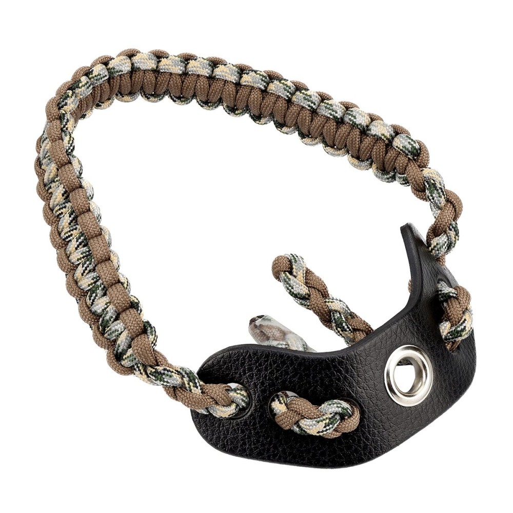 SUNYA Archery Bow Wrist Sling, 550 Paracord Strap Comfortable on Hand.100% Full Grain Leather Yoke, Multiple Camo Colors.Fit Compound Bow Stabilizer & Recurve. (Iron Rider 44)