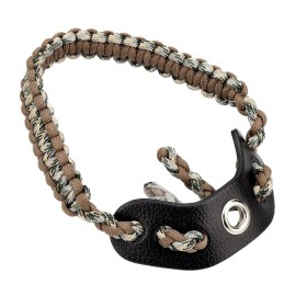 SUNYA Archery Bow Wrist Sling, 550 Paracord Strap Comfortable on Hand.100% Full Grain Leather Yoke, Multiple Camo Colors.Fit Compound Bow Stabilizer & Recurve. (Iron Rider 44)