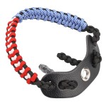 SUNYA Archery Bow Wrist Sling, 550 Paracord Strap Comfortable on Hand.100% Full Grain Leather Yoke, Multiple Camo Colors.Fit Compound Bow Stabilizer & Recurve. (Stars and Stripes)