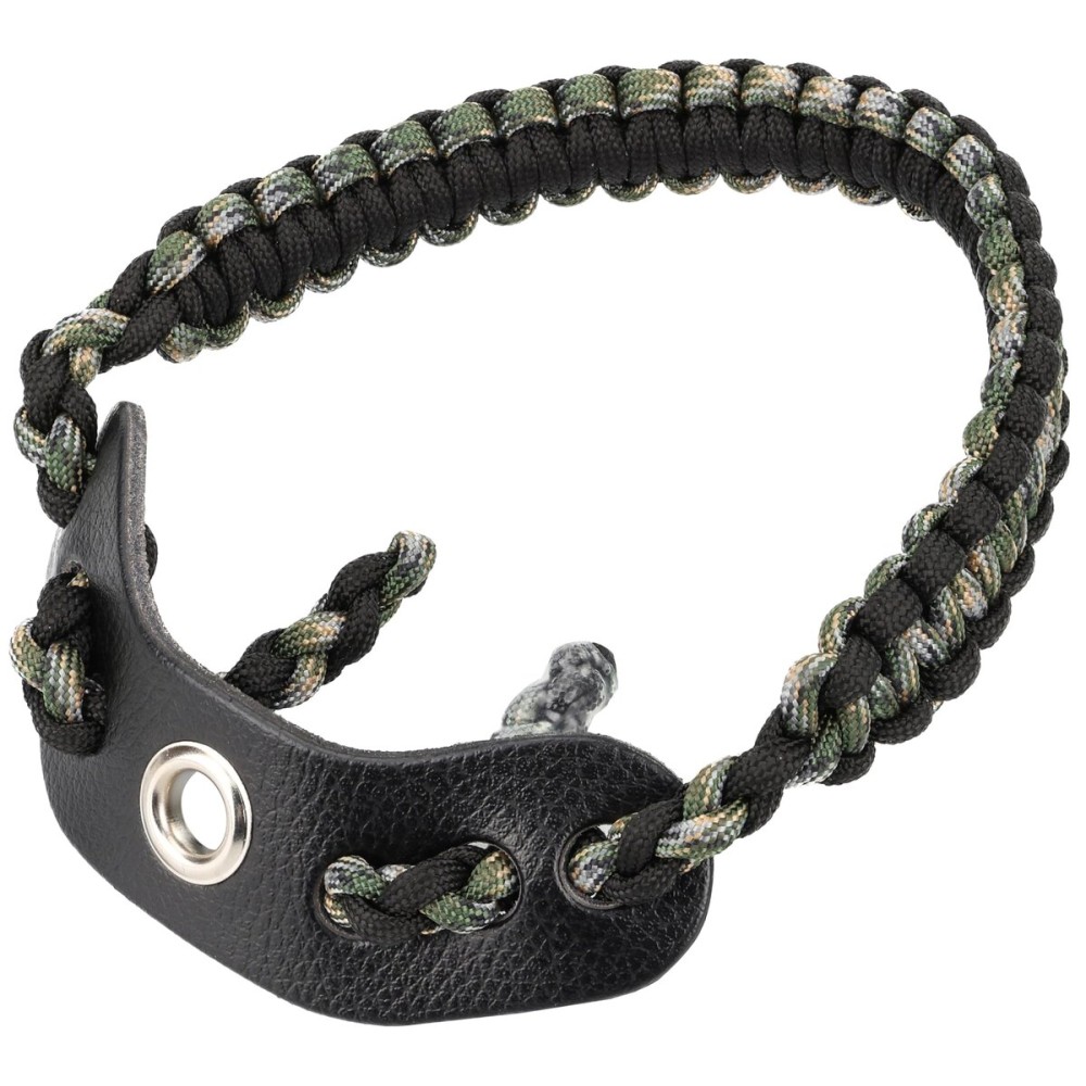 SUNYA Archery Bow Wrist Sling, 550 Paracord Strap Comfortable on Hand.100% Full Grain Leather Yoke, Multiple Camo Colors.Fit Compound Bow Stabilizer & Recurve. (Iron Rider 43)