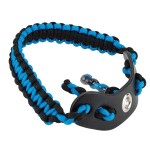 SUNYA Archery Bow Wrist Sling, 550 Paracord Strap Comfortable on Hand.100% Full Grain Leather Yoke, Multiple Camo Colors.Fit Compound Bow Stabilizer & Recurve. (Shiny Blue Black 40)