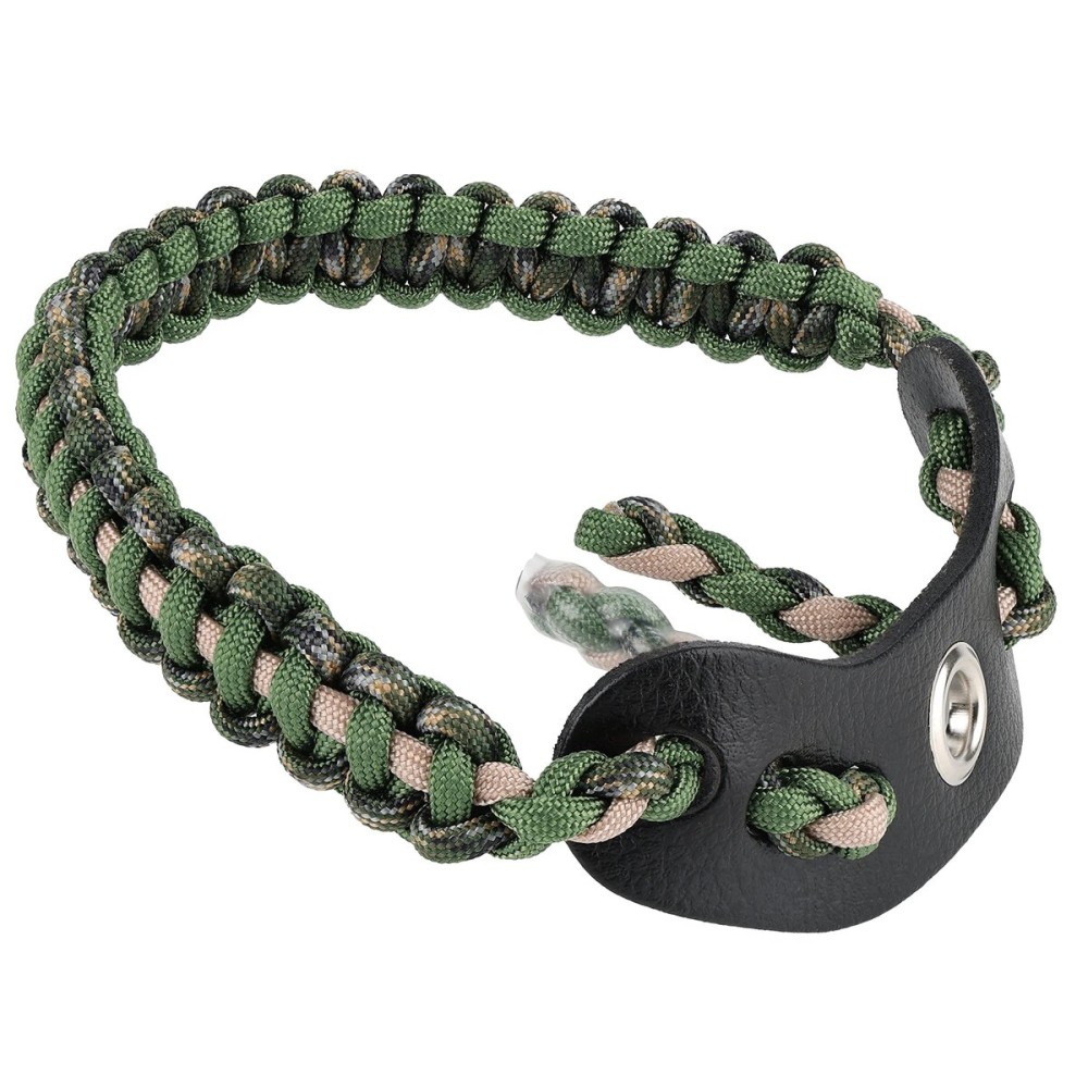SUNYA Archery Bow Wrist Sling, 550 Paracord Strap Comfortable on Hand.100% Full Grain Leather Yoke, Multiple Camo Colors.Fit Compound Bow Stabilizer & Recurve. (Halo 48)
