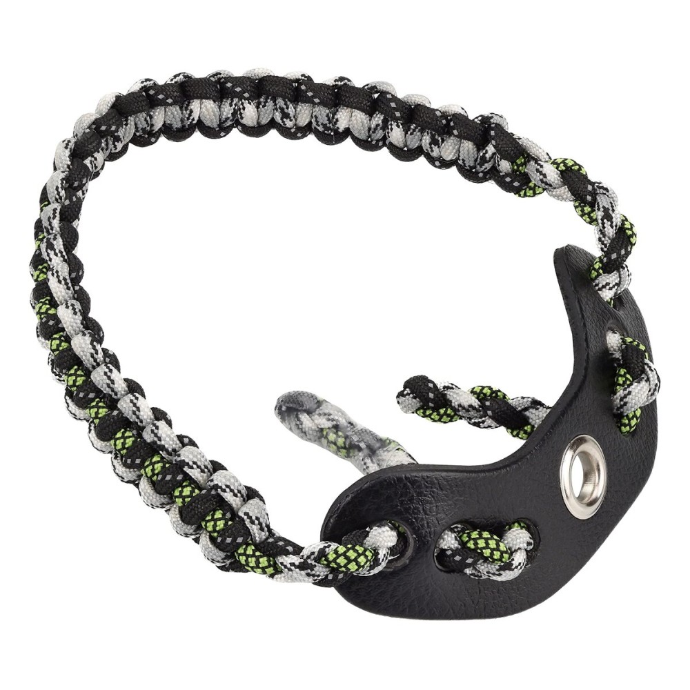 SUNYA Archery Bow Wrist Sling, 550 Paracord Strap Comfortable on Hand.100% Full Grain Leather Yoke, Multiple Camo Colors.Fit Compound Bow Stabilizer & Recurve. (Halo 49)