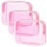 PACKISM Clear Makeup Bags - 3 Pack Tsa Approved Toiletry Bag with Zipper, Water-resistant Clear Cosmetic Bags Fit Travel Essentials, Carry-on Travel Toiletry Bag, Fluorescent Pink