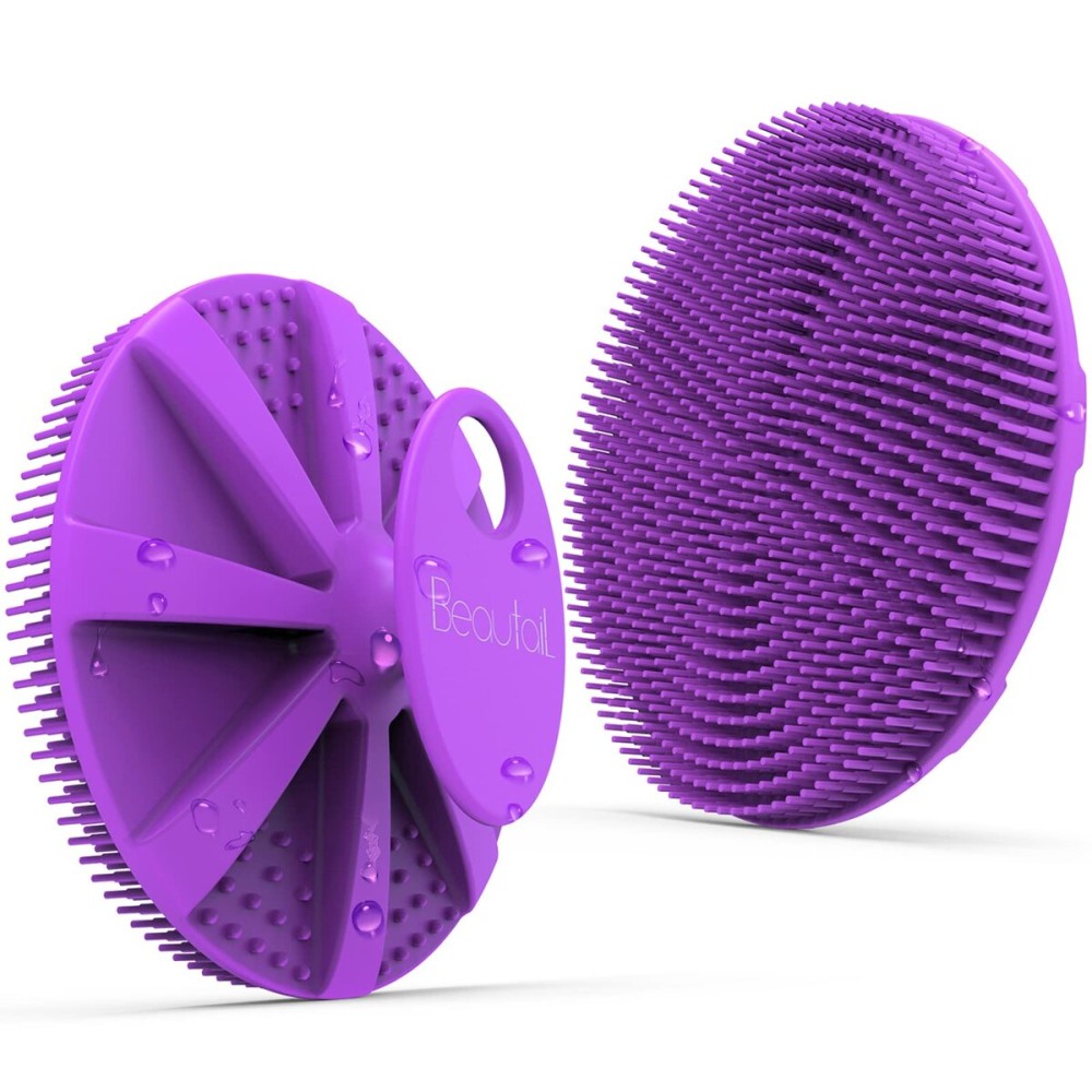 Silicone Body Scrubber, BEAUTAIL Shower Bath Scrubber, More Hygienic Than Traditional Loofah, Lather Nicely, Long Lasting, Gentle Exfoliating Brush for Women Men Baby Sensitive Skin, 1 Pack, Purple