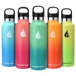 HYDRO CELL Stainless Steel Water Bottle with Straw & 2 Standard Mouth Lids (32oz 24oz 20oz 16oz) Keeps Liquids Hot or Cold w/Double Wall Vacuum Insulated Leak Proof Sport Design (Mint/Green 24oz)