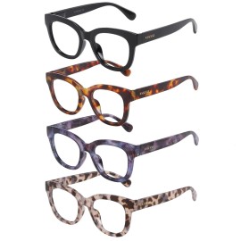 KSSESSE Reading Glasses for Women Men Square Oval Readers with Spring Hinge Thick Frame Style (Mixed Colors-C1, 2.00, x)