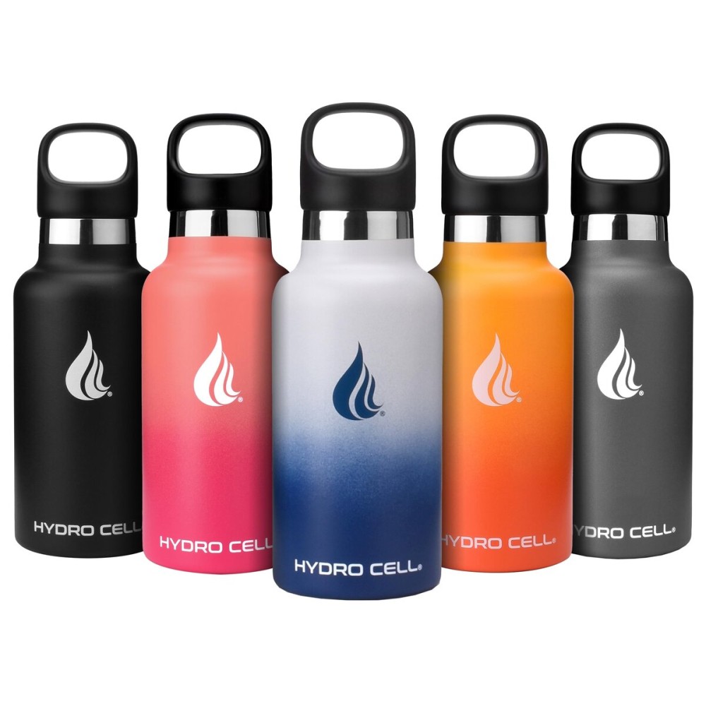 HYDRO CELL Stainless Steel Water Bottle with Straw & 2 Standard Mouth Lids (32oz 24oz 20oz 16oz) Keeps Liquids Hot or Cold w/Double Wall Vacuum Insulated Leak Proof Sport Design (Navy/White 16oz)