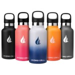 HYDRO CELL Stainless Steel Water Bottle with Straw & 2 Standard Mouth Lids (32oz 24oz 20oz 16oz) Keeps Liquids Hot or Cold w/Double Wall Vacuum Insulated Leak Proof Sport Design (Navy/White 16oz)