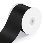 3 Wide x 25 Yards Single Face Polyester Satin Ribbon, Satin Ribbon for Crafts, Gift, Hair Bows, Wedding Party Decoration, Bow Making & Other Projects (Black)