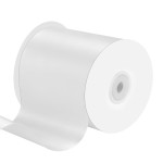 4 Inches x 25 Yards Polyester Satin Ribbon, Solid Color White Satin Ribbon for Crafts, Gift Wrapping, Hair Bows, Wedding Party Decoration, Bow Making (White)