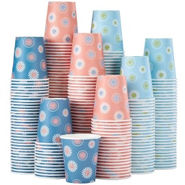 SIUQ [600 Pack 5 oz Paper Cups, Disposable Bathroom Cups, Small Mouthwash Cups, Hot/Cold Beverage Drinking Mini Cup for Party, Picnic, BBQ, Travel (Daisy)