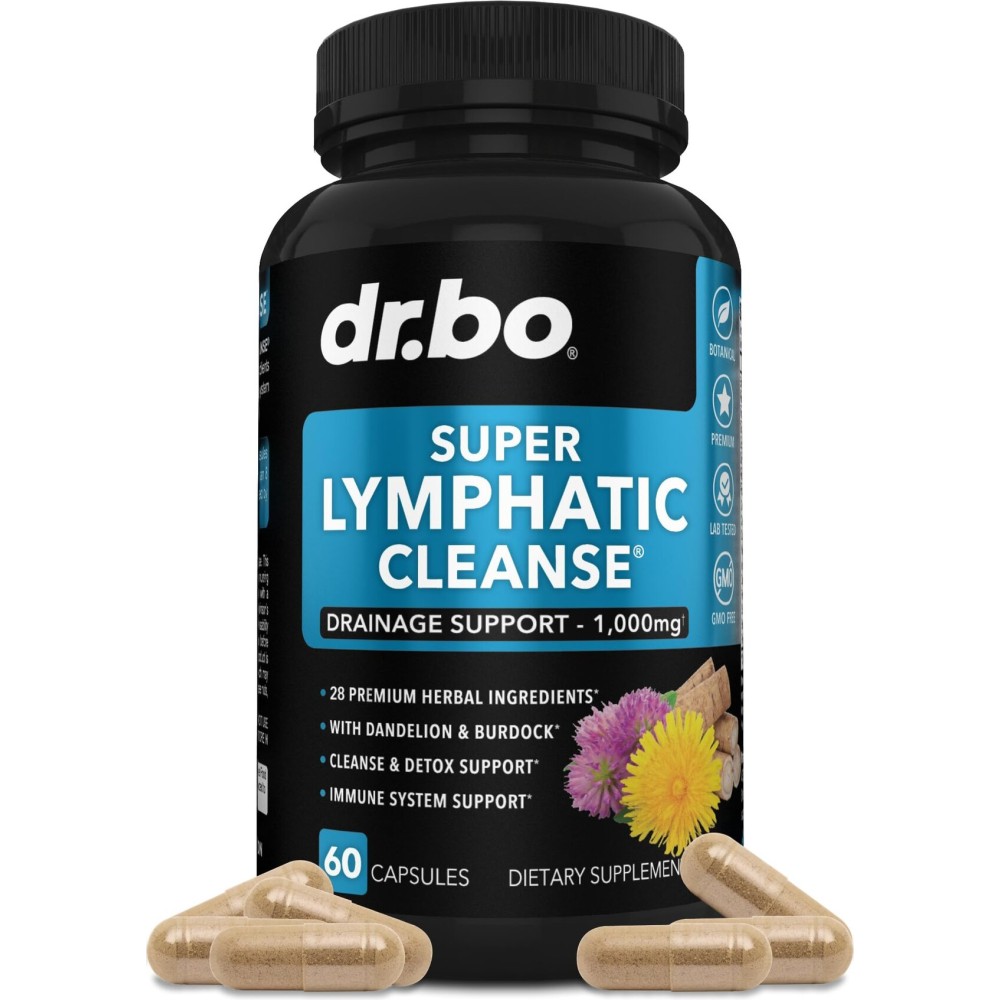 Lymphatic Drainage Supplements Pills - Lymphatic Support Total Herbal Cleanse Products Echinacea, Ginger, Dandelion, Red Root & Red Clover Supplement - Lymph Node Detox Cleanse Lymph System Drainage