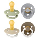 BIBS Colour Soother 4-Pack | BPA Free Dummy Pacifier | Round Nipple | Natural Rubber Latex | Made in Denmark | Size 6-18 Months | Vanilla Glow Mix