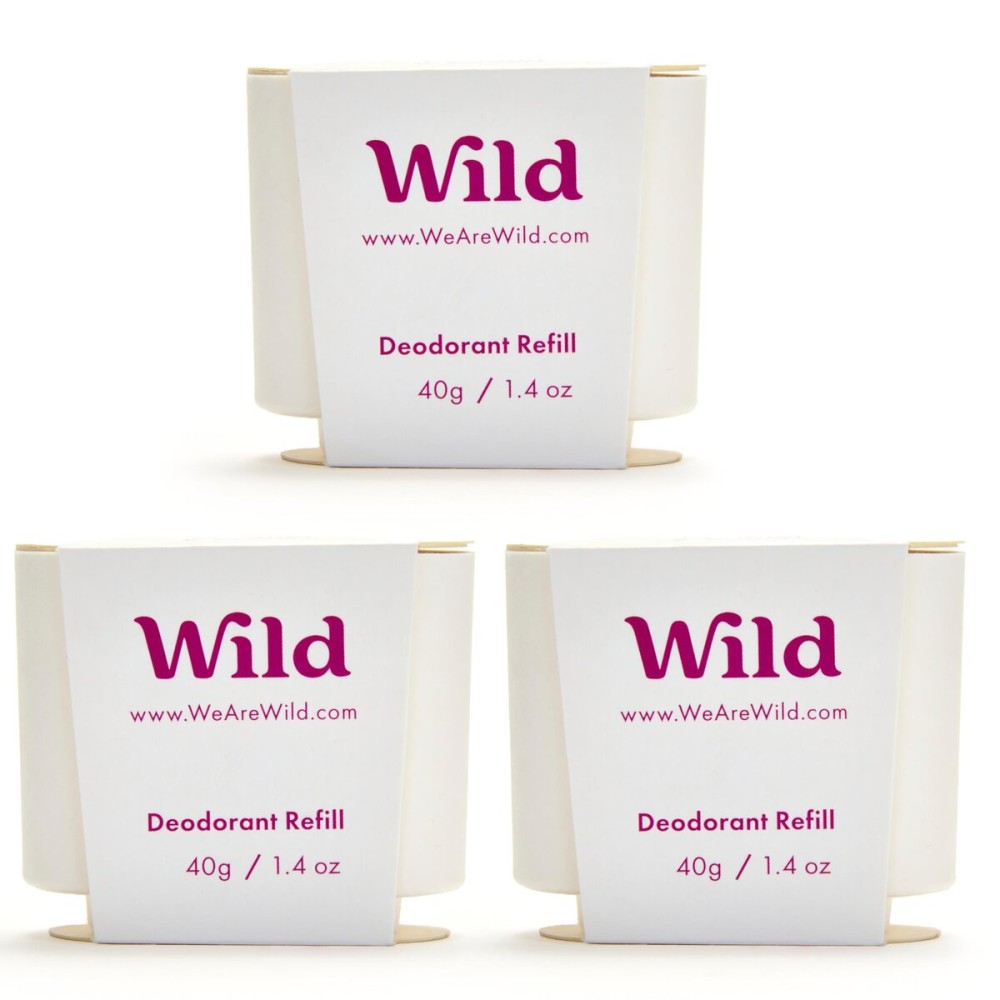 Wild - Refillable Deodorant - Coconut & Vanilla Refill Trio Pack - Vegan - Aluminum Free - Long Lasting Protection - 3 Pack of 1.41oz Refills