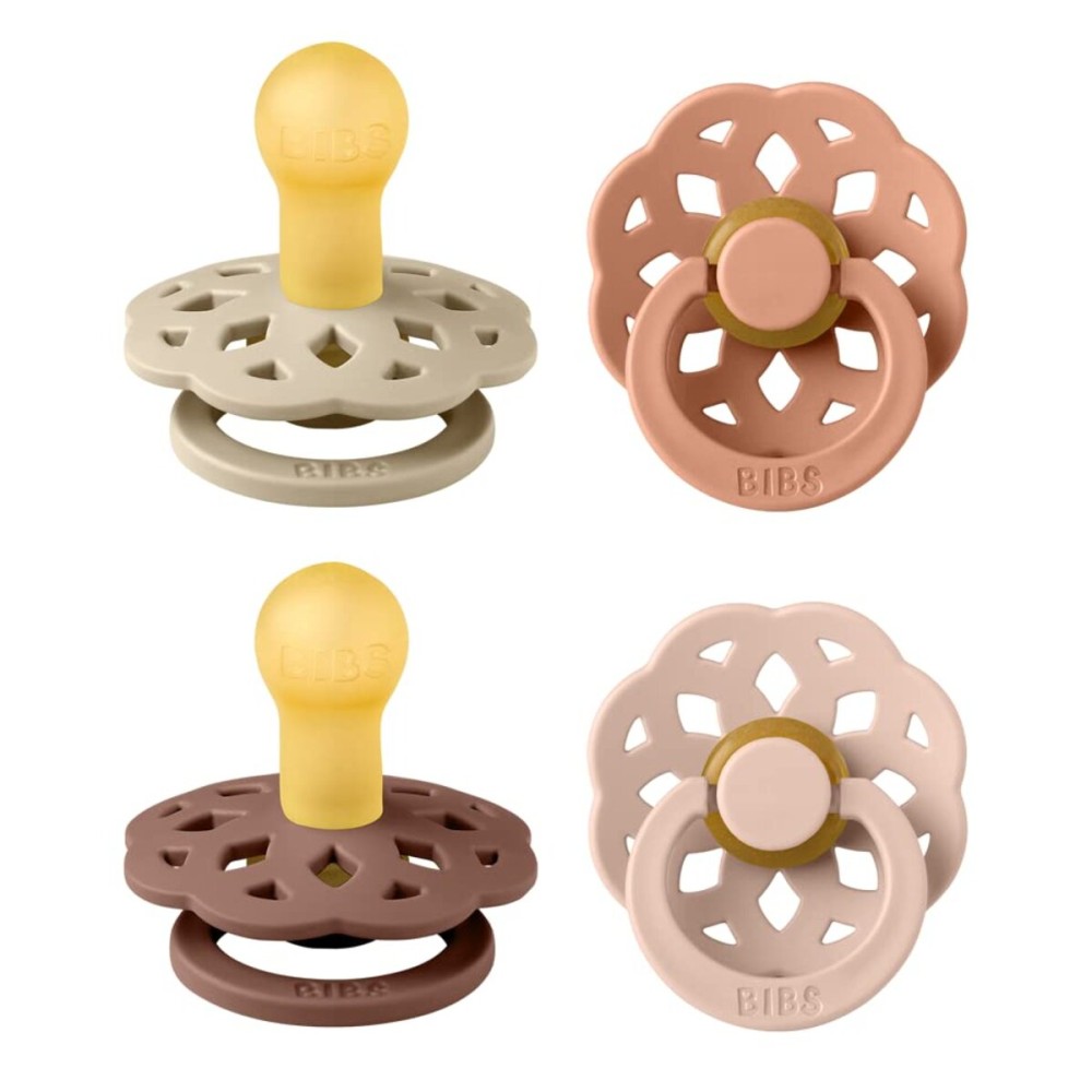 BIBS Boheme Soother 4-Pack | BPA Free Dummy Pacifier | Round Nipple | Natural Rubber Latex | Made in Denmark | Size 0-6 Months | Vanilla Mix