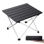Grope Portable Camping Table with Aluminum Table Top, Folding Beach Table Easy to Carry, Prefect for Outdoor, Picnic, BBQ, Cooking, Festival, Beach, Home Use (Black-M)