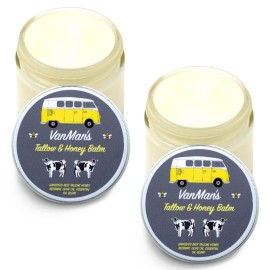 Vanman\'s Tallow and Honey Balm (2 Pack) - Tallow Face Moisturizer with Pure Grass-Fed/Finished Beef Tallow for Skin and Essential Oils, Organic Raw Honey and Beeswax, Cold Pressed Olive Oil - 2 oz