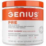 The Genius Brand Genius Pre - Clean Pre-Workout Powder for Energy, Focus & Fitness Support - No Artificial Flavors, Preservatives, or Proprietary Blends - Non-GMO - 20 Servings - Sour Cherry