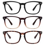 MEETSUN 3-Pack Blue Light Blocking Glasses, Anti Eye Strain Headache (Sleep Better), Computer Glasses UV400 Lens (Black + Brown Gradient + Tortoiseshell)