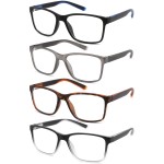 Blue Light Blocking Reading Glasses for Men 4-Pack Stylish Computer Readers with Spring Hinges,Anti Glare/Eye Strain Filter UV Ray Lightweight Reader Eyeglasses,+3.5 Magnification Strength