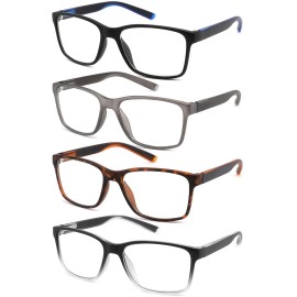Blue Light Blocking Reading Glasses for Men 4-Pack Stylish Computer Readers with Spring Hinges,Anti Glare/Eye Strain Filter UV Ray Lightweight Reader Eyeglasses,+3.25 Magnification Strength