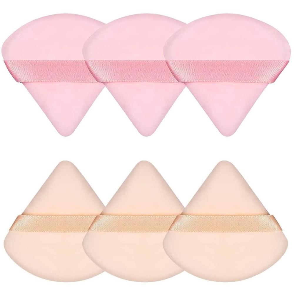 Pimoys 6 Pieces Powder Puff Face Triangle Makeup Sponge Soft Powder Puffs for Loose Powder Foundation Sponge Setting Powder Puff Makeup Tool, Stocking Stuffers Gift for Women