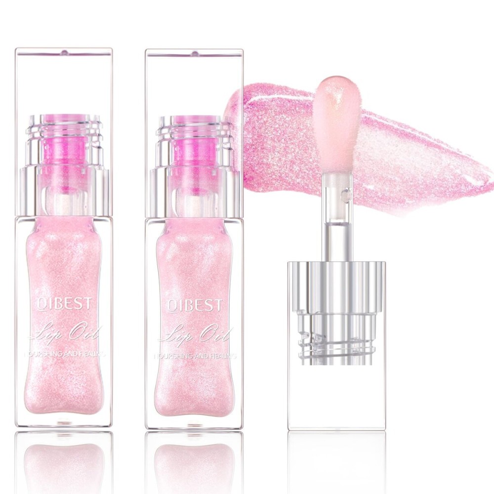 BANGFENG Big Brush Head Hydrating Lip Glow Oil Plumping Lip Tint, Transparent Lip Care Lip Gloss Tinted Lip Balm, Moisturizing Non-sticky Shiny Texture Lip Oil - Coconut (Clear)
