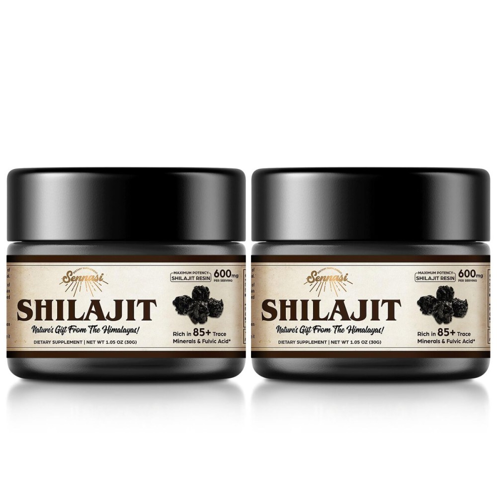 Shilajit Pure Himalayan Organic Shilajit Resin - 600mg Maximum Potency Natural Organic Shilajit Resin with 85+ Trace Minerals & Fulvic Acid for Energy, Immune Support, 30 Grams (2 Pack)