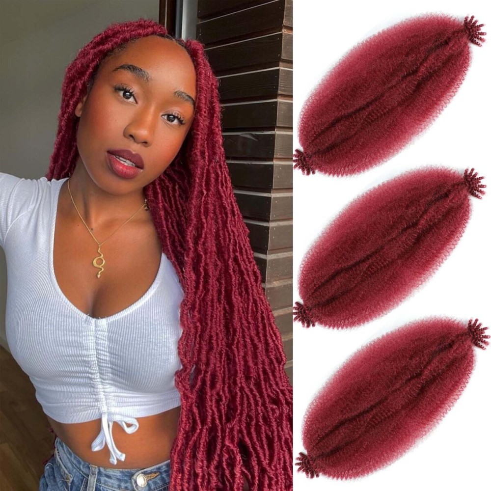 Marley Twist Braiding Hair Afro Twist Hair 24 Inch 3 Packs, Springy Afro Twist Hair Pre Fluffed Spring Twist Hair Pre Stretched Wrapping Hair for Soft Locs Hair Extensions (24 Inch (Pack of 3), Bug)
