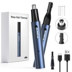 AHHFEI Nose & Ear Hair Trimmer, 5 in 1 Rechargeable USB Trimmer for Men & Women, Painless & Easy Cleansing, Blue