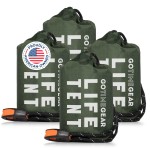 Go Time Gear Emergency Survival Tent Shelter - Reflective Mylar Winter Camping Shelter, Ultralight Bivy Tent for Hiking & Go Bag, Whistle & Survival Tools, 2-Person, Pack of 4, Green