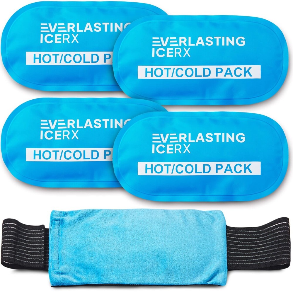 Reusable Hot and Cold Gel Ice Pack Wrap (4 Pack) for Injuries - Adjustable & Flexible for Knees, Back, Shoulders, Arms, and Legs - Reusable