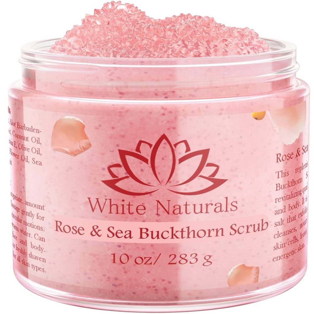 Organic Rose & Sea Buckthorn FACE & BODY SCRUB, Natural & Pure Exfoliating Scrub for Soft & Smooth Skin, Infused With Essential Oils, Moisturizer for Women & Men, Removes Blackheads, Acne & Dead Skin