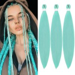 Braiding Hair Pre Stretched 14 inch 3 Packs Braiding Hair Professional Yaki Synthetic Hot Water Setting, Easy To Install Hair for Braiding (14in,Mint Green)