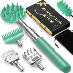TUKUOS Telescoping Back Scratcher with 5Pcs Detachable Scratching Heads, Back Scratcher for Men/Women,Dual Sides Scratcher/Metal Claw/Rake Scratcher Christmas Gifts Stocking Stuffers for Women Men