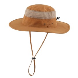 Home Prefer Men\'s Sun Hat UPF 50+ Wide Brim Bucket Hat Windproof Fishing Hats (Brown)