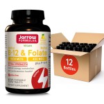 Jarrow Formulas Methyl B-12 1000MCG & Methyl Folate 400MCG,Extra Strength,Cellular Energy Metabolism & Cardiovascular Health Formula(1) With P-5-P,100Chewable Tabs,Up to a 100 Day Suppl,12Packs