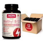 Jarrow Formulas Regular Strength Methyl B-12 500mcg, Dietary Supplement for Cellular Energy Production and Brain Health Support, 100 Cherry-Flavored Chewable Tablets, 100 Day Supply, Pack of 12