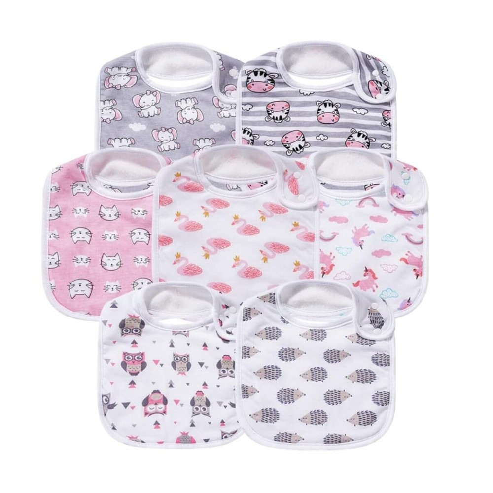 Gelisite 7 Pack Baby Cotton Absorbent Bibs for Drooling Teething