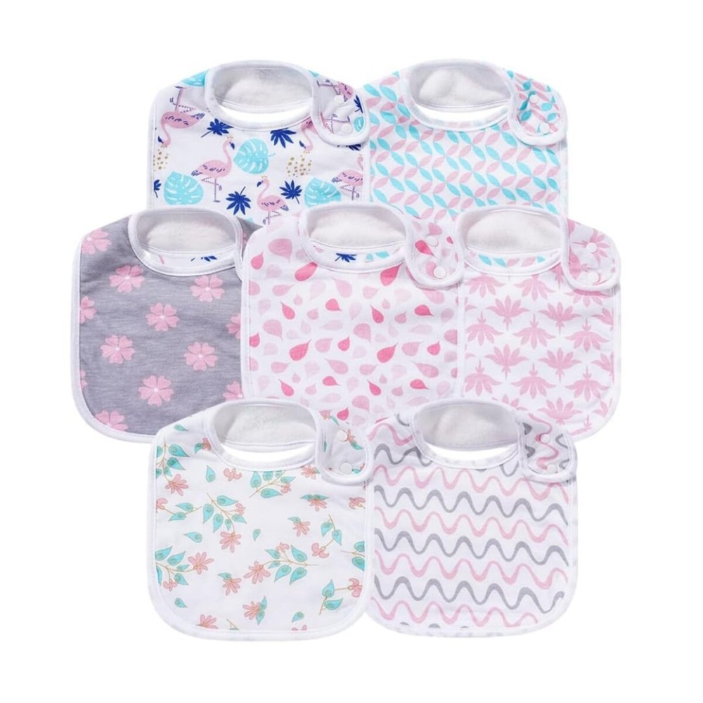 Gelisite 7 Pack Baby Cotton Absorbent Bibs for Drooling Teething