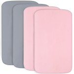 4-Pack Fitted Crib Sheets for Boys and Girls - Breathable, Soft Microfiber Baby Sheets in Dark Grey & Pink