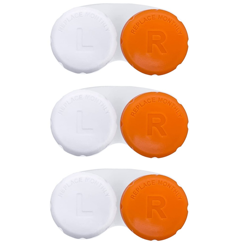 RHUI Case for Contact Lens, Travel Daily Use 3 Pack Orange