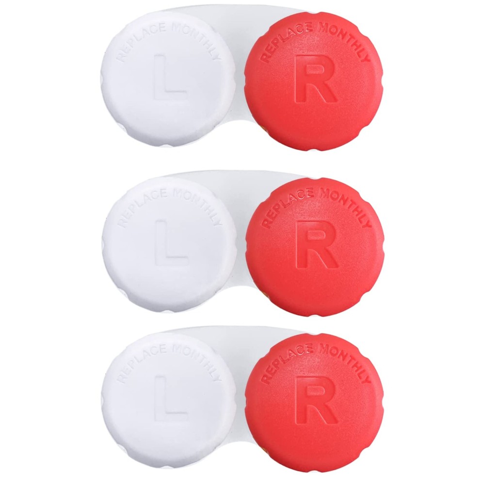 RHUI Cases for Contact Lens, Travel Daily Use 3 Pack Red