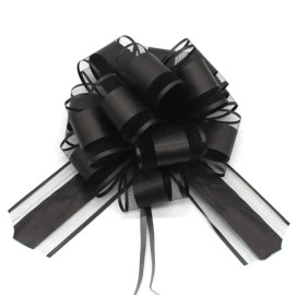 HSXJJ 6 PCS Large Pull Bows, black bows for gift wrapping,6 inches,for wrapping gift wedding ribbon bows or flower decorations,party gift wrapping(Black)