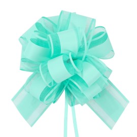 6 PCS Large Pull Bows for Gift Wrapping, 6 Inches, Perfect for Decorative Boxes, Flower Arrangements, and Holiday Gift Packaging (Blue-Green)
